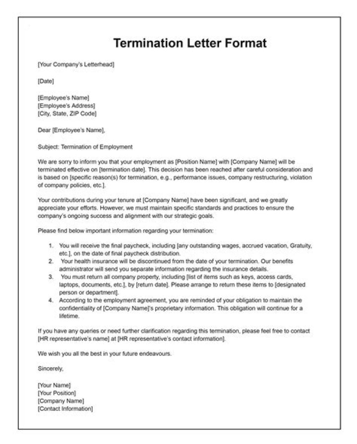Are employers required to give termination letters?
