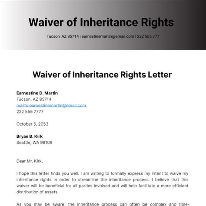 How do you waive an inheritance?