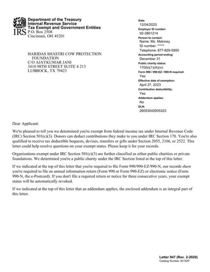 What is a c12 letter from IRS?