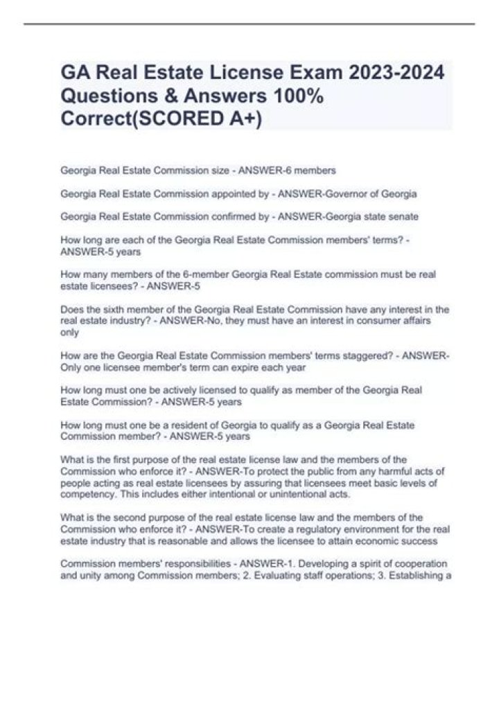 What questions are on the GA real estate exam?